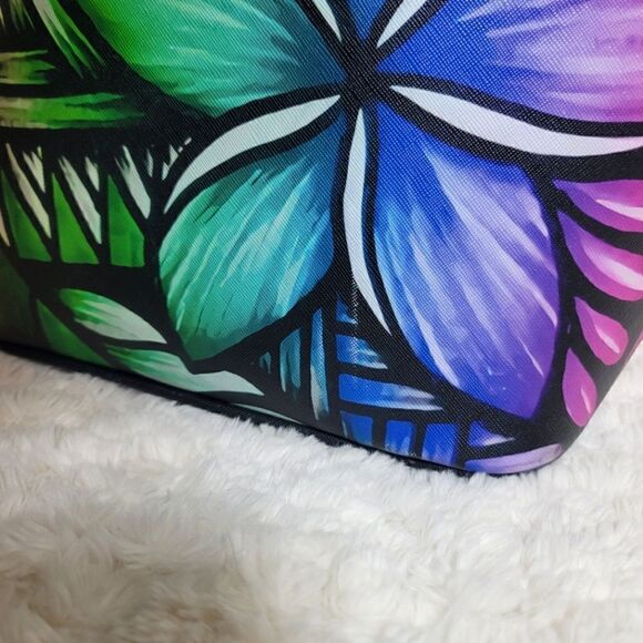 Rainbow Hawaiian Floral Print Tote Purse with Matching Wallet - Picture 11 of 13